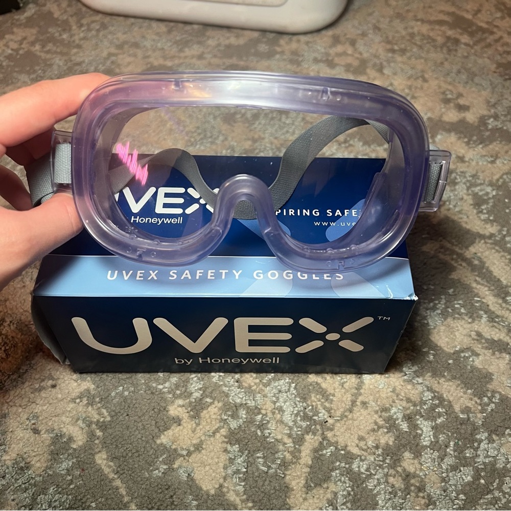 Uvex clear safety goggles